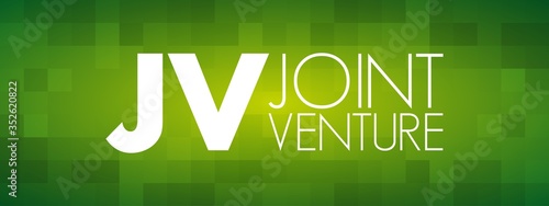 JV - Joint Venture acronym, business concept background