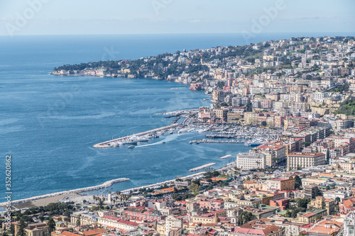 Fototapeta Naklejka Na Ścianę i Meble -  Aerial view of Naples, Mergellina district and Posillipo