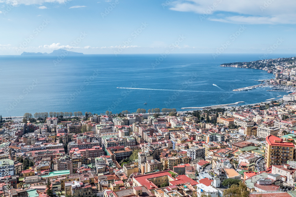 Aerial view of Naples and his gulf with Capri
