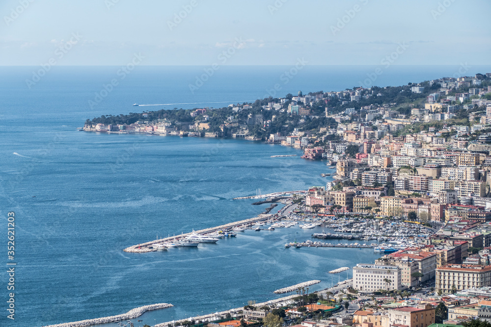 Aerial view of Naples, Mergellina district and Posillipo