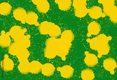 Yellow graffiti circles on green background