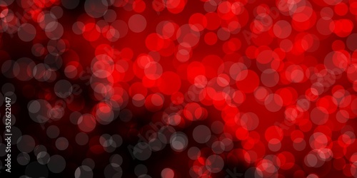 Dark Red vector pattern with spheres. Illustration with set of shining colorful abstract spheres. New template for a brand book.