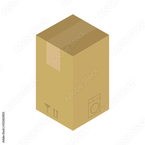 Isometric style icon. Parcel box icon. Cardboard packaging vector illustration isolated on white background.