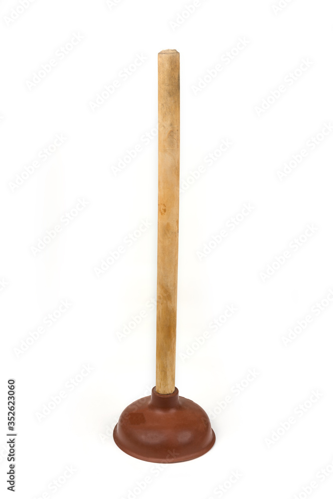 Rubber plunger with a long wooden handle Rubber plunger with a long wooden handle