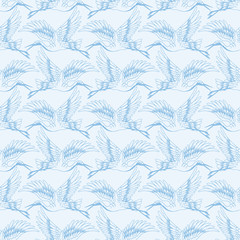 Deken met foto 3D patronen Blauwe kraanvogels naadloos patroon  © Farissa