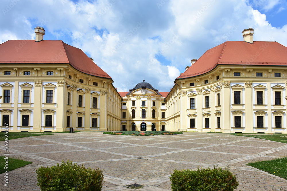 Slavkov castle during coronavirus time,Czech republic