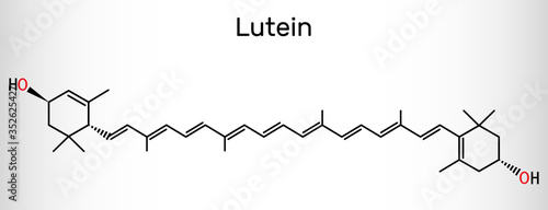 Lutein, xanthophyll molecule. It is type of carotenoid, food additive E161b. Structural chemical formula