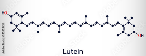 Lutein, xanthophyll molecule. It is type of carotenoid, food additive E161b. Structural chemical formula