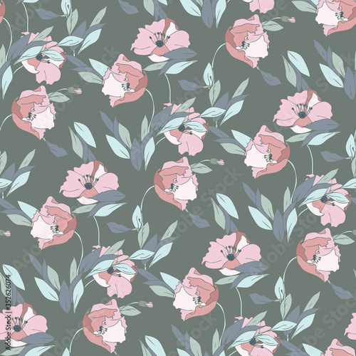 Poppies Seamless Pattern. Hand Drawn Floral Background.