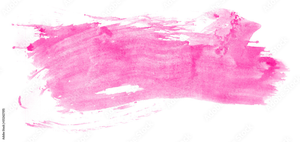 Abstract watercolor background hand-drawn on paper. Volumetric smoke elements. Pink color. For design, web, card, text, decoration, surfaces.