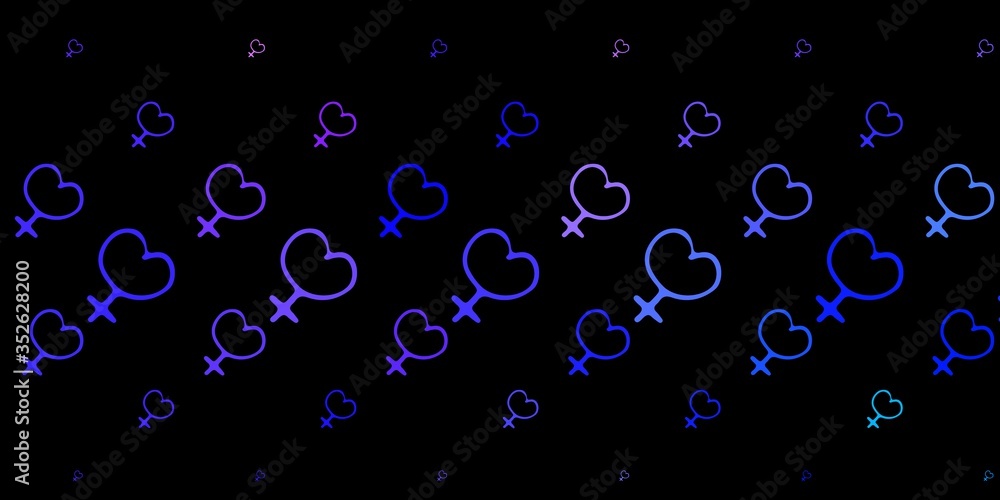 Dark Purple vector backdrop with woman's power symbols. Dark Purple vector backdrop with woman's power symbols.