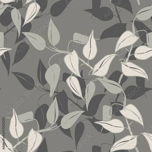 Leaves Seamless Pattern. Hand Drawn Floral Background.