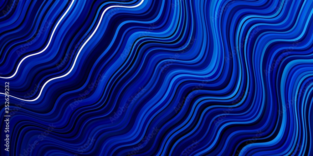 Dark BLUE vector template with curved lines. Colorful illustration in abstract style with bent lines. Pattern for commercials, ads.