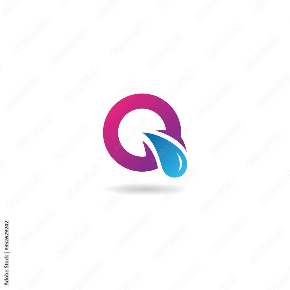 initial q with water logo design vector template initial q with water logo design vector template