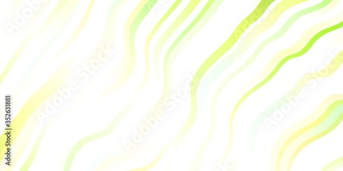 Light Green, Yellow vector pattern with curves.