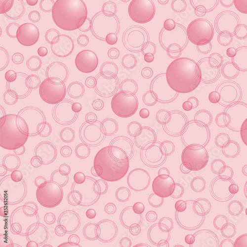 Bubble gum pink bubbles and circles - seamless pattern