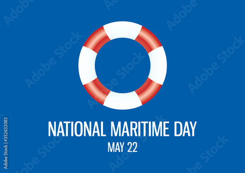 Free Download National Maritime Day vector. Life buoy icon vector. Red and white lifebuoy vector. Maritime Day Poster, May 22. Important day - GFXLoad