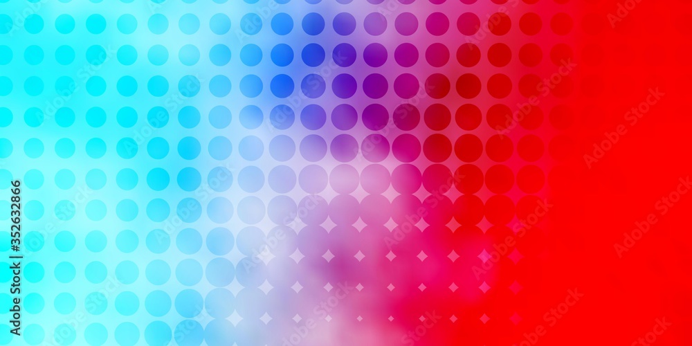 Light Blue, Red vector pattern with spheres. Abstract decorative design in gradient style with bubbles. Design for your commercials.