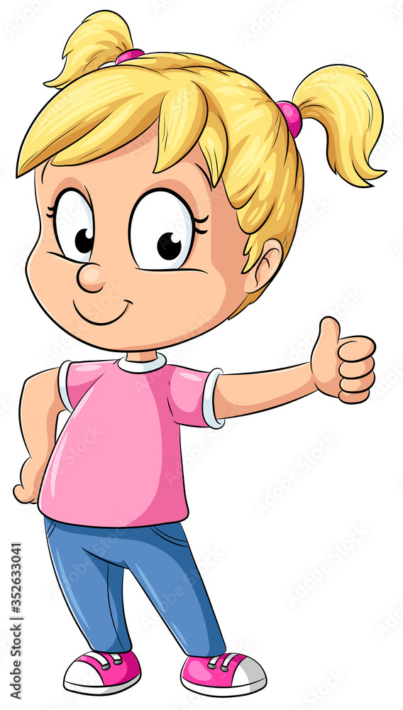 Mädchen gibt Daumen nach oben - Vektor-Illustration Stock Vector
