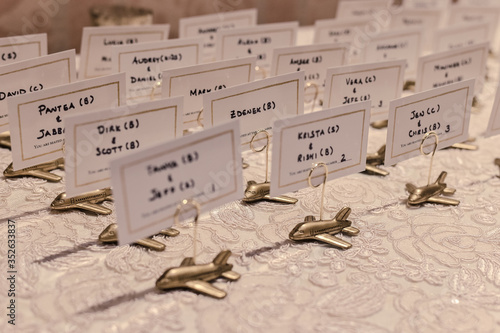 cards for seating arrangements at a wedding ceremony