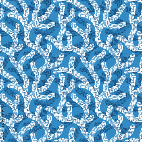 Coral reef underwater plans doodle  seamless pattern.