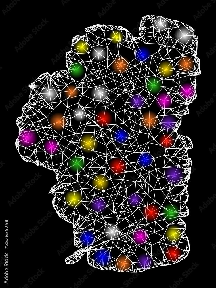 Web mesh vector map of Tahoe Lake with glitter effect on a black background. Abstract lines, light spots and circle dots form map of Tahoe Lake constellation. Web mesh vector map of Tahoe Lake with glitter effect on a black background. Abstract lines, light spots and circle dots form map of Tahoe Lake constellation.