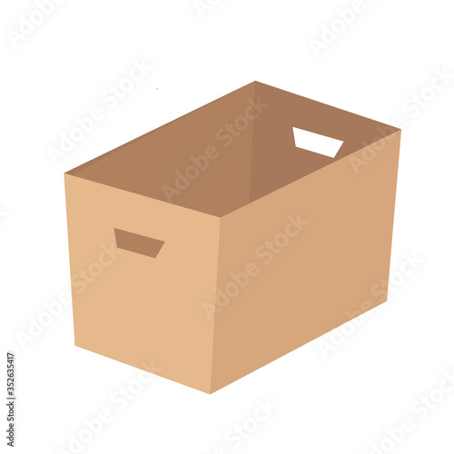 Cardboard box mockup for your design on white, stock vector illustration