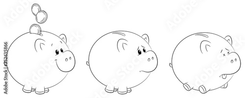 Sparschwein mit und ohne Geld - Vektor-Illustration