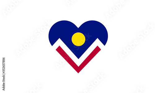 Denver city flag Colorado emblem symbol heart shape love symbol photo