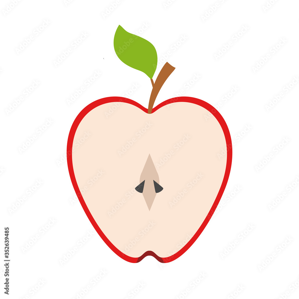 Fototapeta premium delicious red applein flat style for food design on white, stock vector illustration