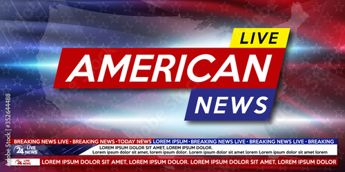 Background screen saver on american breaking news. Breaking news live on USA map background.