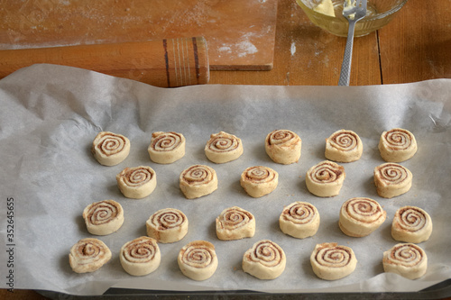 Homemade sinabon pastries in the kitchen photo