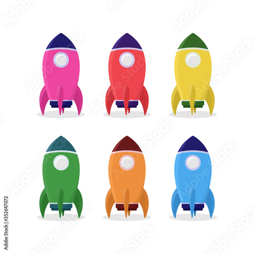 The Rocket collection icon, vector rocket color model set object on a white background, Vector illustration