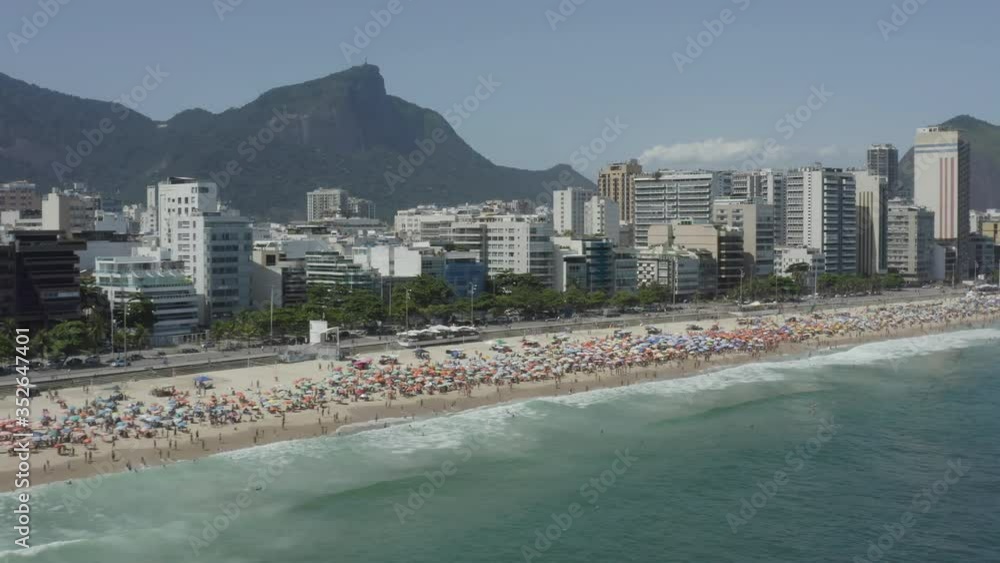 Aerial, panoramic shot of Rio de Janeiro beaches in the summer time in Brazil Aerial, panoramic shot of Rio de Janeiro beaches in the summer time in Brazil