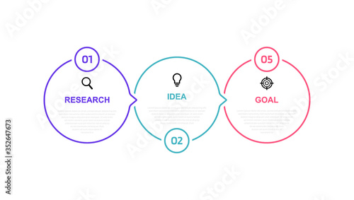 Business process infographic template with 3 options or steps. Thin line design. Vector illustration graphic design