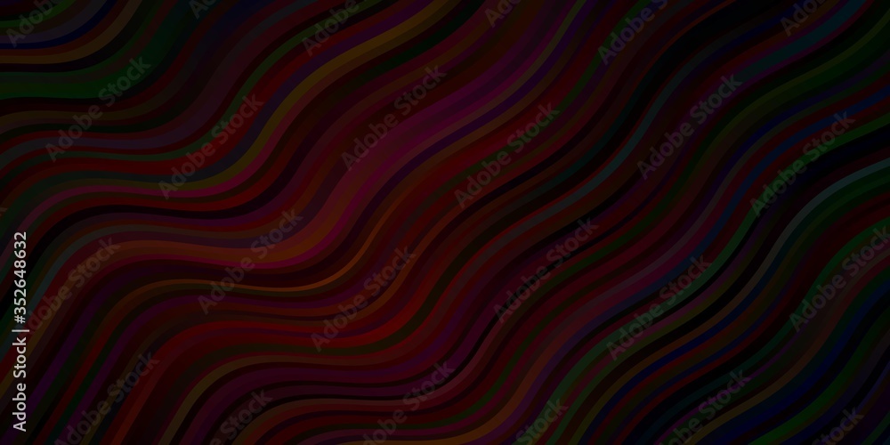 Dark Red vector backdrop with circular arc. Abstract illustration with bandy gradient lines. Pattern for ads, commercials.