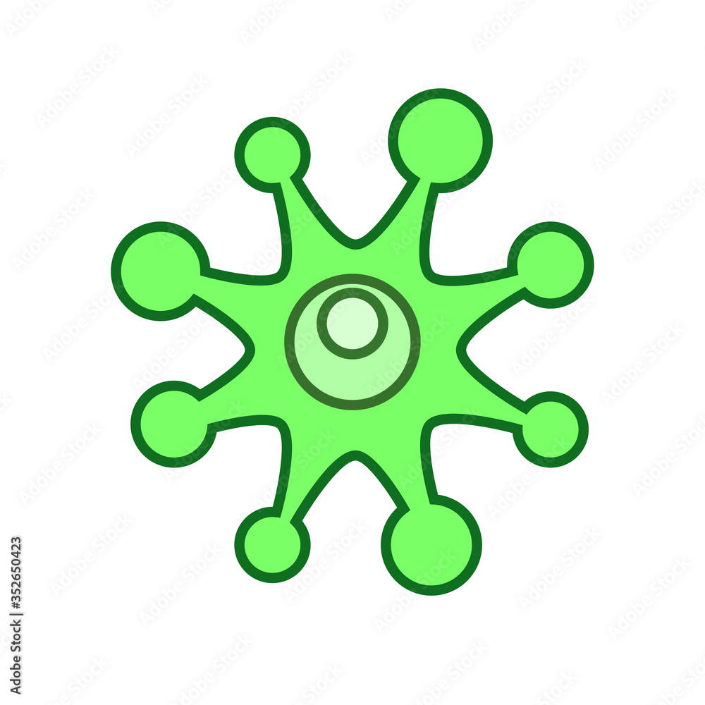 Bacteria, microbe, virus outline vector icon. Microscopic bacterium or bacillus, isolated on white background