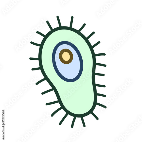 Bacteria, microbe, virus outline vector icon. Microscopic bacterium or bacillus, isolated on white background