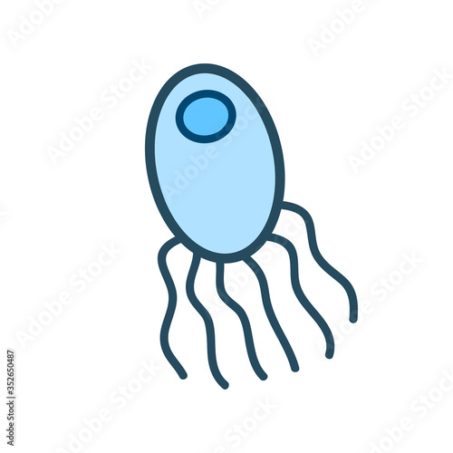 Bacteria, microbe, virus outline vector icon. Microscopic bacterium or bacillus, isolated on white background