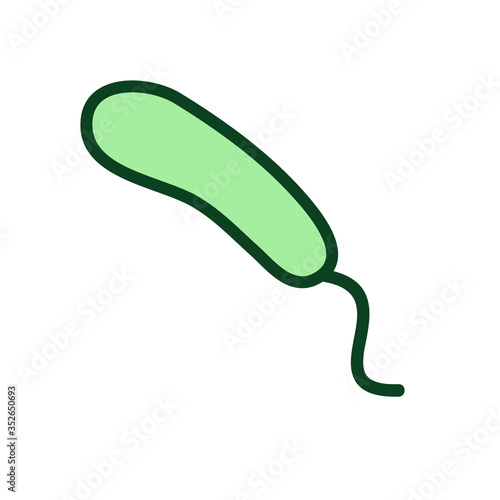 Bacteria, microbe, virus outline vector icon. Microscopic bacterium or bacillus, isolated on white background