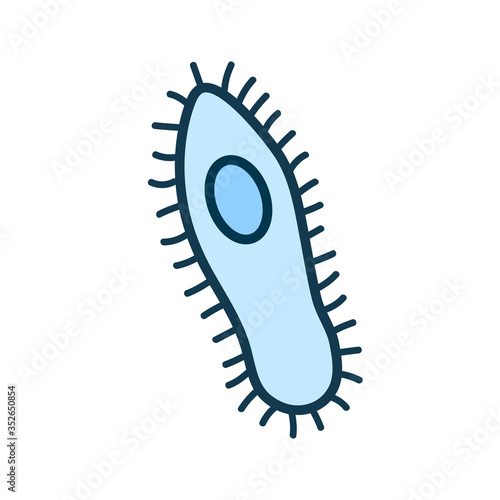 Bacteria, microbe, virus outline vector icon. Microscopic bacterium or bacillus, isolated on white background