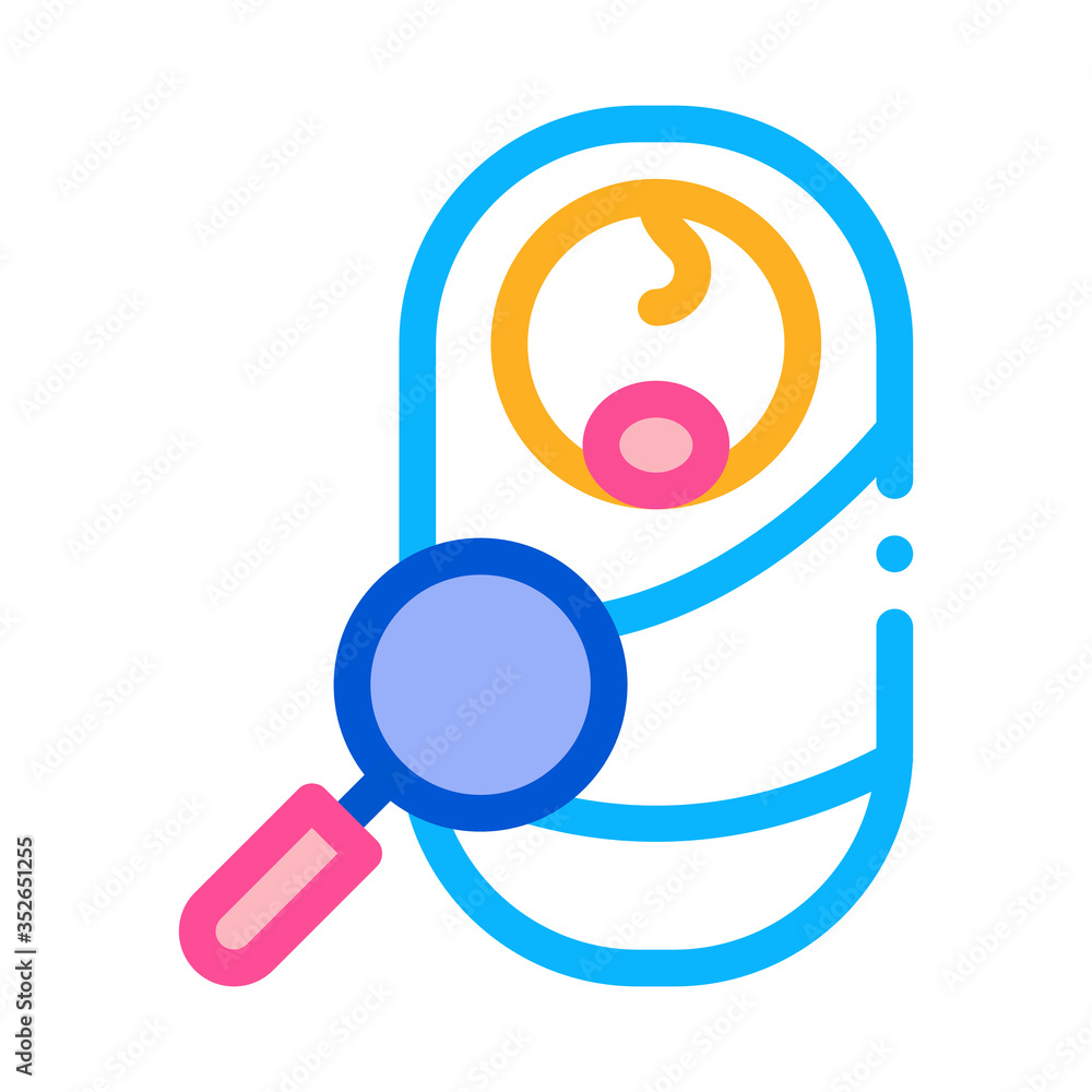 study examining newborn baby icon vector. study examining newborn baby sign. color symbol illustration study examining newborn baby icon vector. study examining newborn baby sign. color symbol illustration