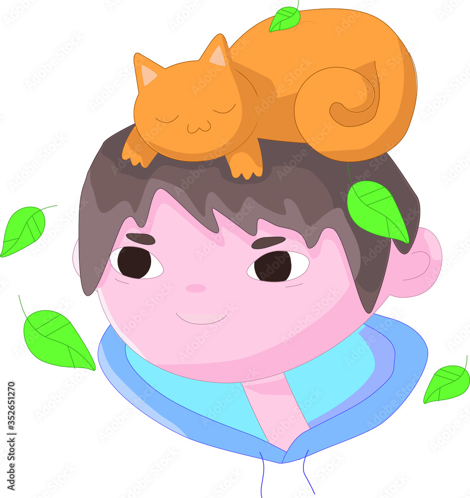 Human with cat in head Human with cat in head