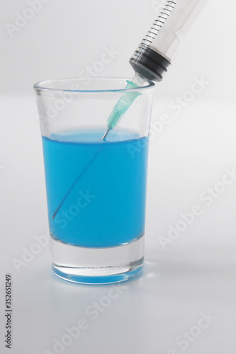 Injecting blue liquid