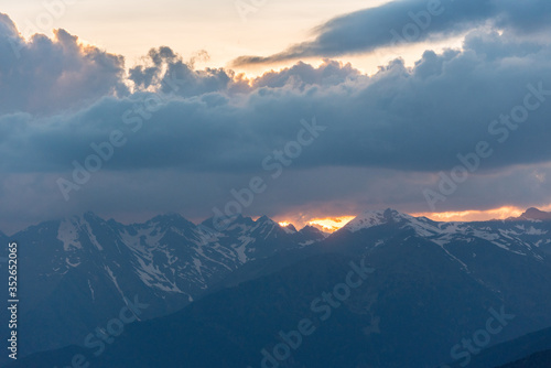Magical sunset in the mountains of the Pyrenees in Canillo, Andorra © martinscphoto