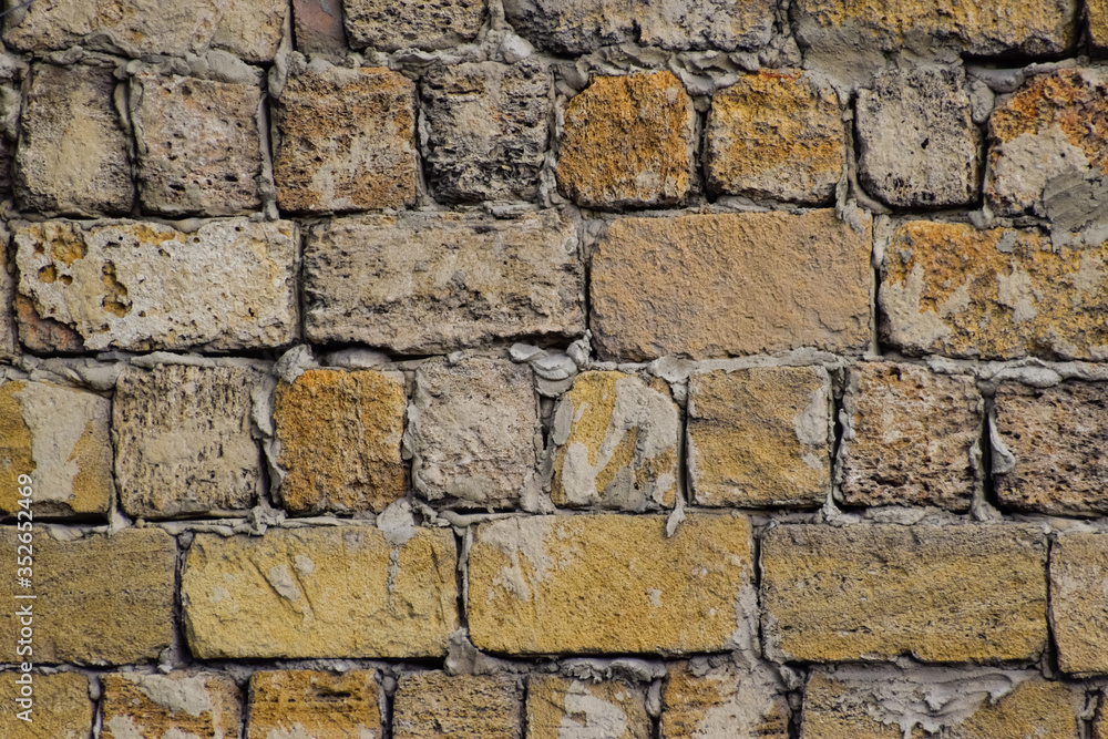 Obraz premium shadow from the blocks of limestone shell. Wall texture background