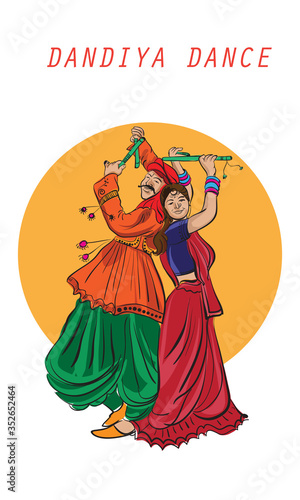 dandiya festival dance celebration illustration vector