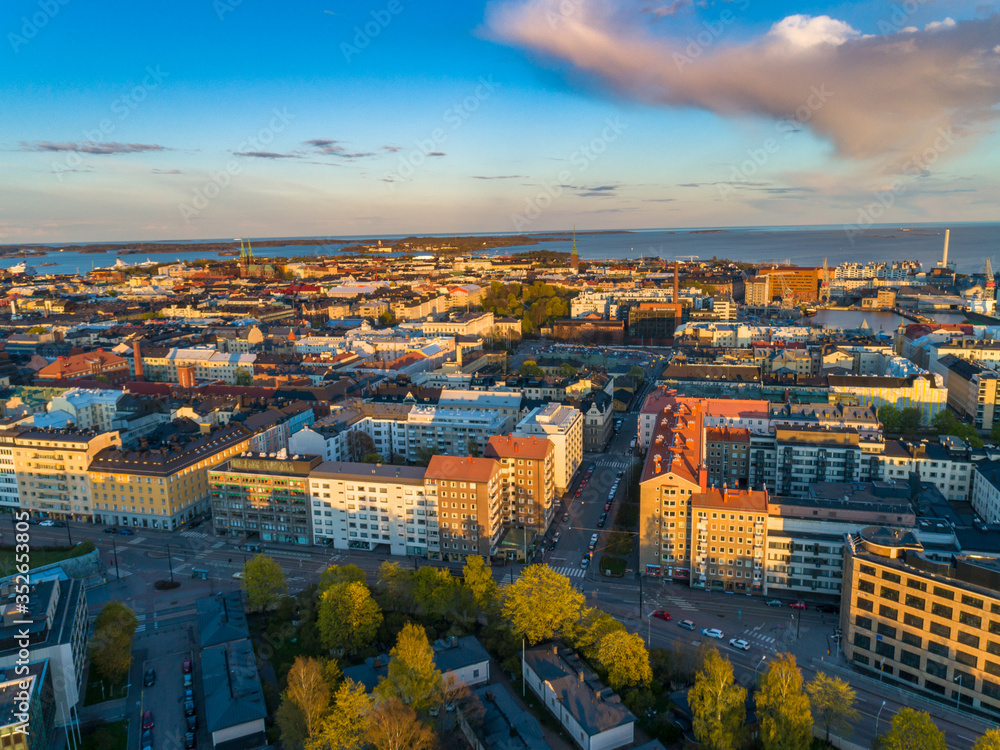 Aerial view of Helsinki city Finland.