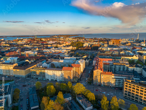 Aerial view of Helsinki city Finland.