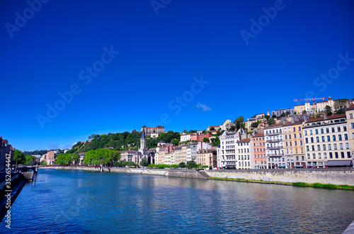 Lyon, France and the architecture along the Saone River. © Jbyard
